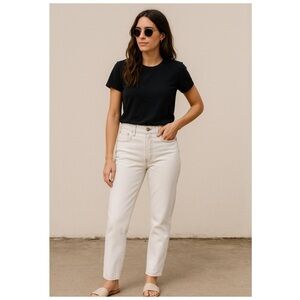 AGOLDE Jamie High Rise Straight Leg White Jeans Size 25 Denim Rainbow Stitching